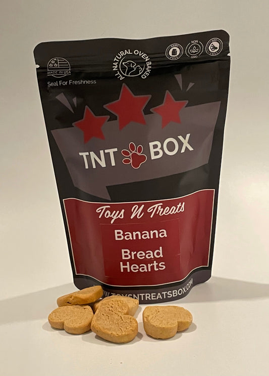 Banana Bread Hearts Dog Treats - All Natural Oven Baked