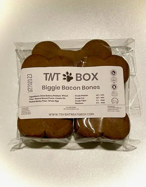 Biggie Bacon Bones Dog Treats - All Natural Oven Baked